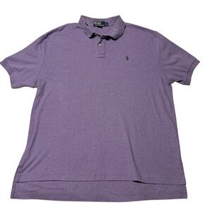 Ralph Lauren Polo Men Large Shirt Pony Logo Purple Cotton Classic Prep Top Core‎